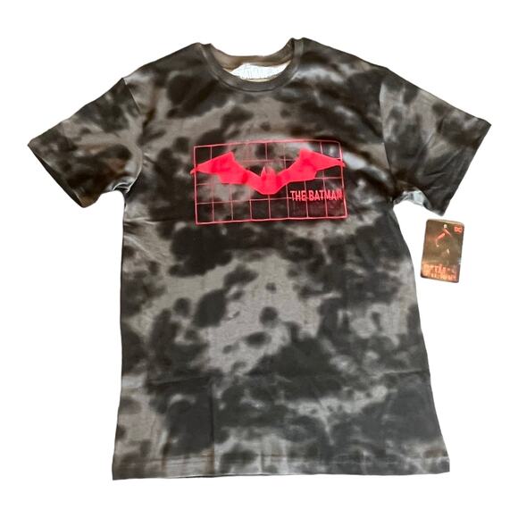 DC Comics BATMAN Graphic T SHIRT MED Men's Women's TEE Black Tie Dye 100% Cotton - Picture 1 of 9